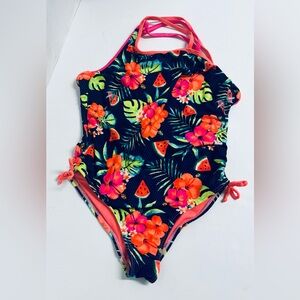 Wonder Nation Floral Multicolor One Piece Swimsuit, Lightweight. SIZE.   L 10-12